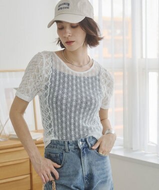 WEGO 【ANGIE VINTAGE】レースTシャツ ホワイト