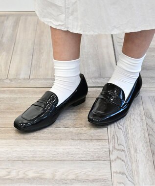 Pointer 日本製 本革シンプルローファー ブラック(シワエナメル)