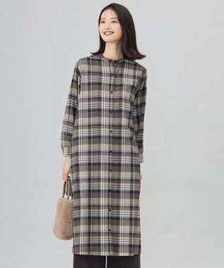 J.PRESS LADIES L 【洗える】テトロンレーヨン/ウール milledタータン ワンピース ベージュチェック系