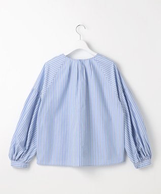自由区 L ボリュームスリーブ ブラウス サックスストライプ