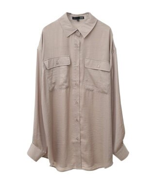 Green Parks ・ＳＵＧＡＲ　ＳＰＯＯＮ　サテンオーバーシャツチュニック Beige