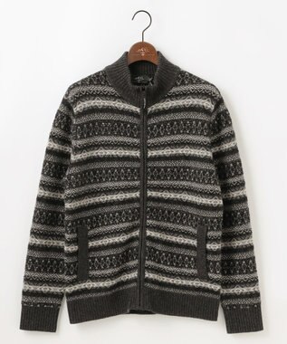 JOSEPH ABBOUD MOUNTAIN 【軽量/ソフト】ラム×モールジャカード ニットブルゾン グレー系7