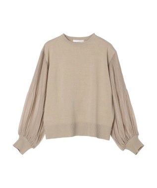 Green Parks プリーツ袖ニットプルオーバー Beige
