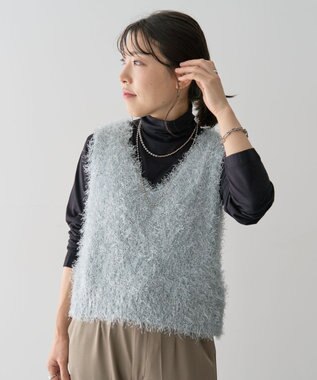 Green Parks Ｖネックフサフサベスト Light Gray