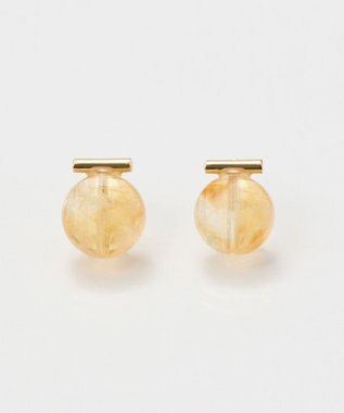  【金属アレルギー対応】パワーストーンバーピアス　シトリン/天然石