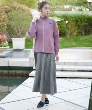 Tiaclasse ラメニットスカート グレー