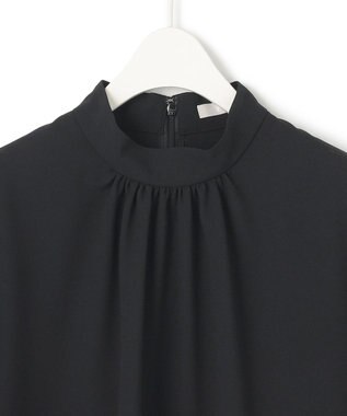 ICB L 【洗える】ストレッチジョーゼット ハイネックブラウス ブラック系