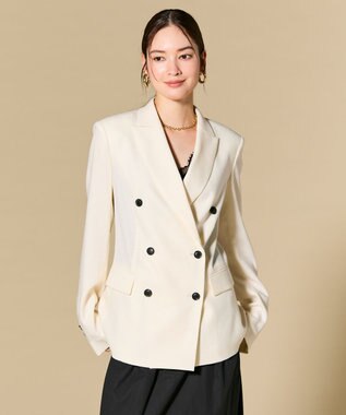 BEIGE， CAROLE / リネンライク ダブルジャケット Ecru