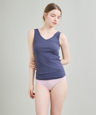 une nana cool 綿100%生地使用 リブ編みコットン タンクトップ