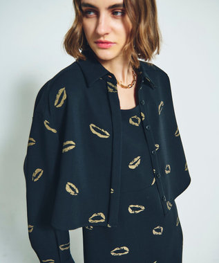 GRACE CONTINENTAL リップモチーフショートシャツ ブラック