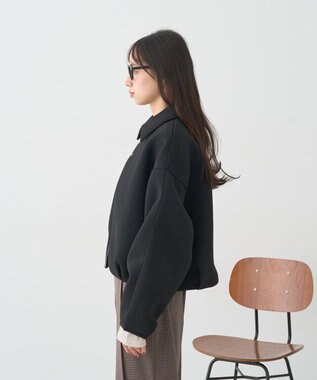 earth music&ecology ダンボールニットZIPブルゾン Black