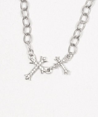 WEGO Lラインストーンダブルモチーフネックレス 柄3