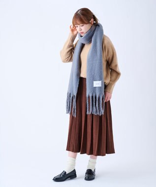 MOONBAT 【美人百花2月号/CanCam/andGIRL掲載】洗える ボリュームマフラー ソフトプレーン 幅40cm ダークグレー