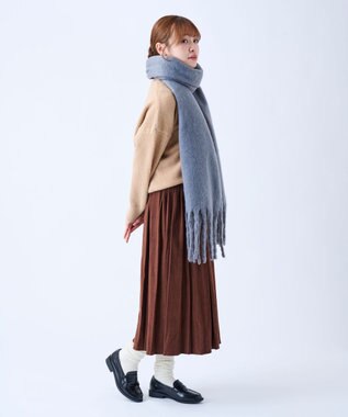 MOONBAT 【美人百花2月号/CanCam/andGIRL掲載】洗える ボリュームマフラー ソフトプレーン 幅40cm ダークグレー