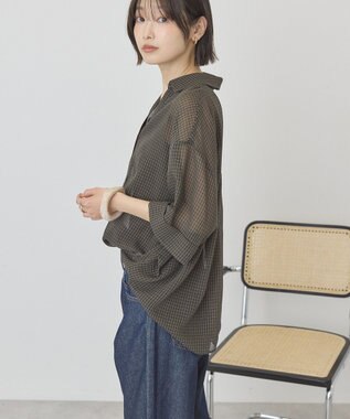 AMERICAN HOLIC 【イージーケア】スキッパーチェックシャツ Black