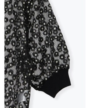 Te chichi エンブロイダリー半袖クルーカーディガン ブラック