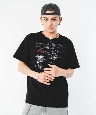 WEGO 【ユニセックス着用ITEM】アイレットスラブヘンリーネックT（SS） ブラック