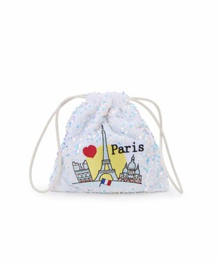 TOPKAPI 【TREASURE TOPKAPI】スパンコール エンブロイダリー刺繍 巾着 バッグ / ポーチ オフ