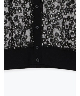 Te chichi エンブロイダリー半袖クルーカーディガン ブラック