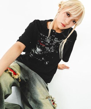 WEGO 【ユニセックス着用ITEM】アイレットスラブヘンリーネックT（SS） ブラック