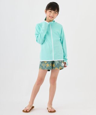 OP／FILA 【Ocean Pacific】フルジップ OPロゴラッシュガード シーブルー