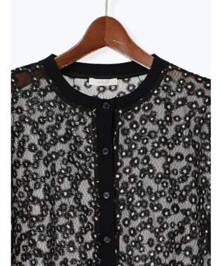 Te chichi エンブロイダリー半袖クルーカーディガン ブラック