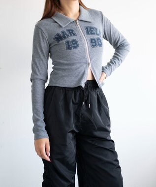 WEGO WジップナンバリングロゴロンT グレー