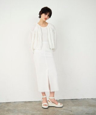 GRACE CONTINENTAL ラッセルメッシュスカート ホワイト