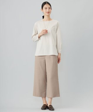 J.PRESS LADIES L 【洗える】T/Rウォッシャブルギャバ マリン パンツ ベージュ系