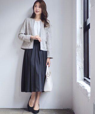 ANY SIS 【2SET】ウォッシャブルジャケット × ブラウス セット グレーミックス