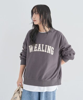 Green Parks 刺しゅうロゴ裏毛プルオーバー Charcoal Gray