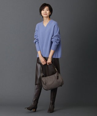 J.PRESS LADIES 【洗える】シンセティックマットleather スカート ブラウン系