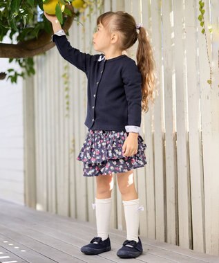 ANY KIDS スナップボタン フレンチ カーディガン ネイビー