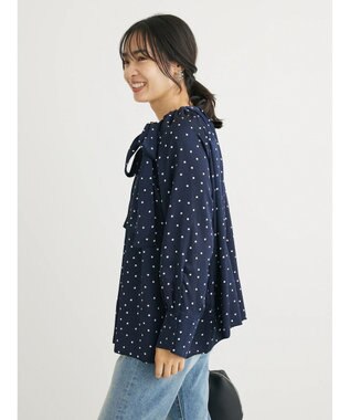 Green Parks Ｂ．ドットリボンブラウス Navy