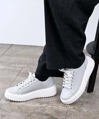 Pointer 日本製 レースアップ厚底スニーカー サマーグレー