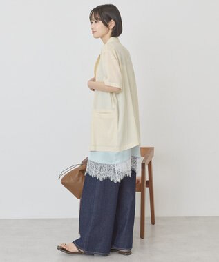 AMERICAN HOLIC 【接触冷感】シアーテーラード半袖ジャケット Ivory