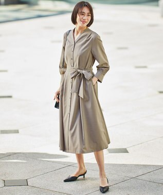 自由区 L 【接触冷感・UVカット・吸水速乾・洗える】ドライタッチファンクショナル ワンピース カーキ