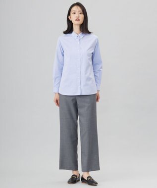 J.PRESS LADIES 【洗える】PINオックス ボタンダウン シャツ ブルー系