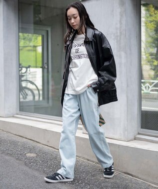 WEGO 【ウエストゴム/SMLサイズ展開】デニムイージーストレートパンツ2 デニム淡色