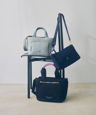 TOCCA 【サスティナブル素材・撥水・WEB＆一部店舗限定】NUOTO NYLON TOTE トートバッグ ブラック（ショルダー紫ピンク）
