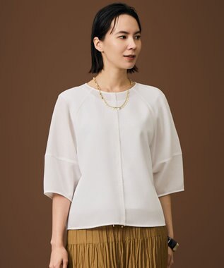 自由区 S 【人気素材・NEWデザイン】ラスティックメッシュラグランスリーブ ブラウス