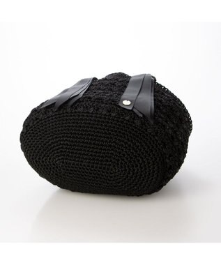 UNBILLION カシュカシュ cachecache / 下がりグログラン柄編みトート カゴバッグ ブラック