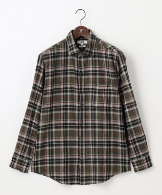 JOSEPH ABBOUD 【キングサイズ・柔らかな肌触り/暖かい】 ラフィーコットンフランネルシャツ カーキ系4