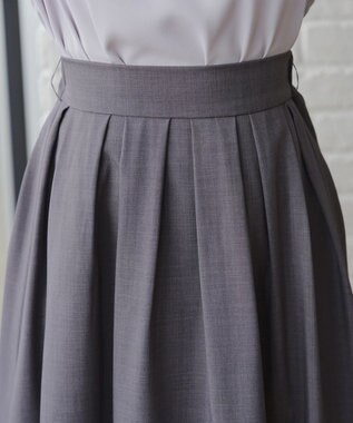 Tiaclasse L ベルト付きフレアスカート チャコールグレー