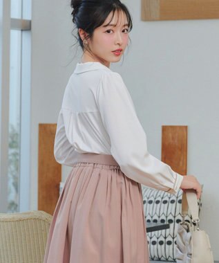 Tiaclasse L ベルト付きフレアスカート ピンク