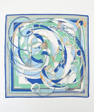 23区 manipuri ダングルベルト シルク スカーフ ブルー系