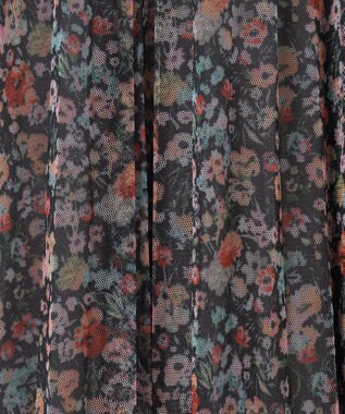 ANY 【ウエストゴム】プリーツチュールスカート フラワープリント