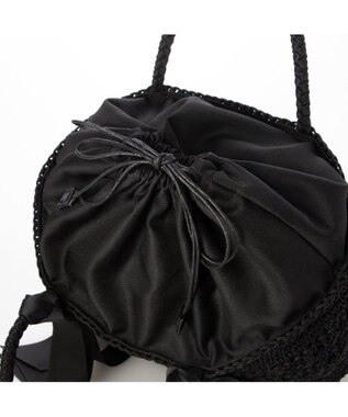 UNBILLION カシュカシュ cachecache / 下がりグログラン柄編みトート カゴバッグ ブラック