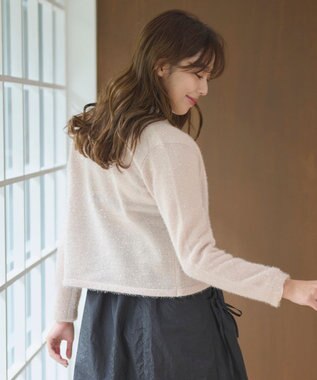 Feroux 【洗える】ラメシャギー カーディガン ベージュ系