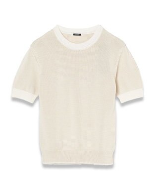 JOSEPH 【洗える】マイクロストライプ　ショートスリーブニット Ivory/Quail